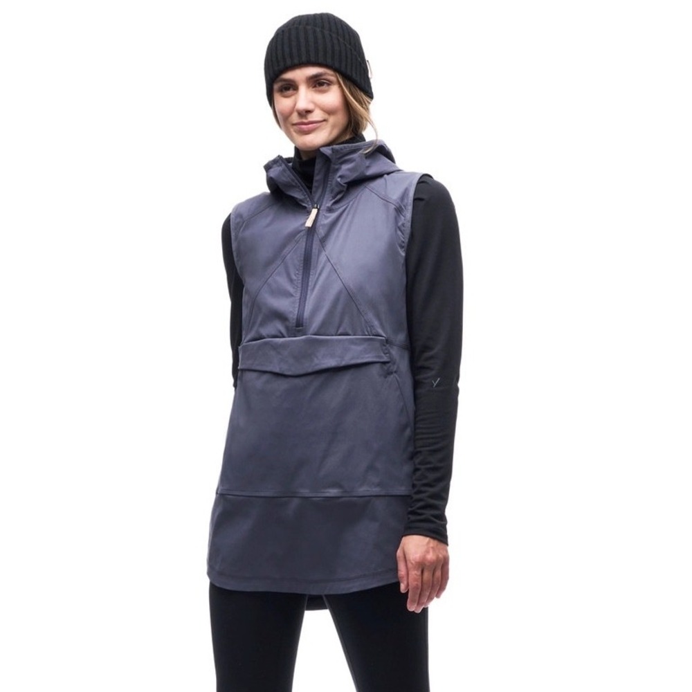 Indyeva | Cangur Sleeveless Hooded Tunic Vest Quarter Zip Kangaroo Pocket Size S